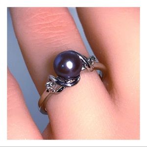 10KT SOLID WHITE GOLD TAHITIAN PEARL DESIGNER ALWAND VAHAN RING